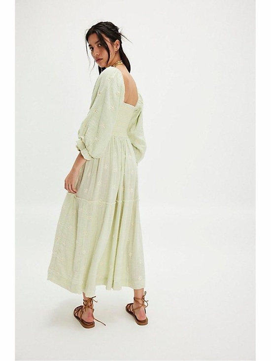 Free People Dresses & Skirts - Free People Dahlia Embroidered Maxi Dress in Pastel Sage